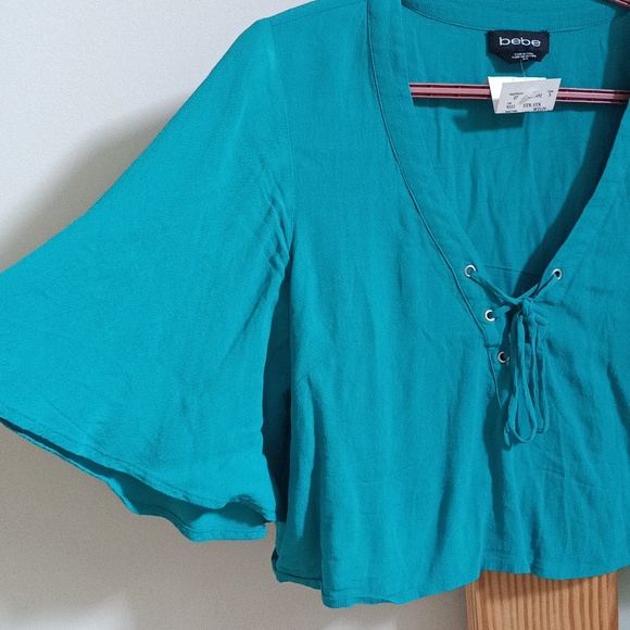 Bebe Boho Wide Sleeve Crop Top - turquoise - Picture 6 of 8